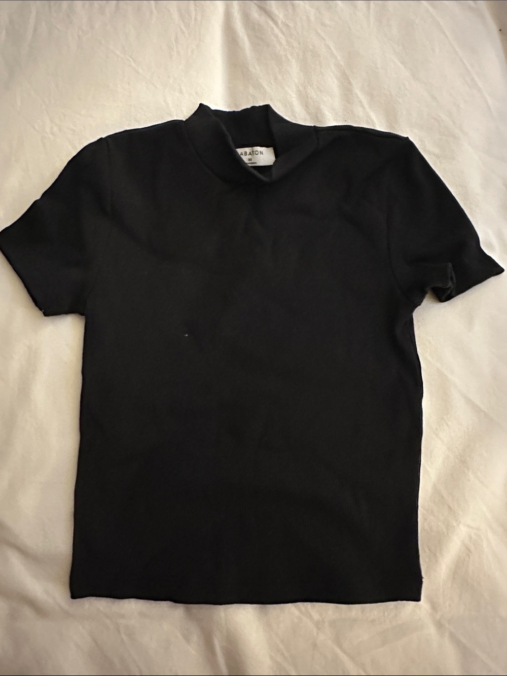 Babaton Black Short-Sleeve Mockneck Tee